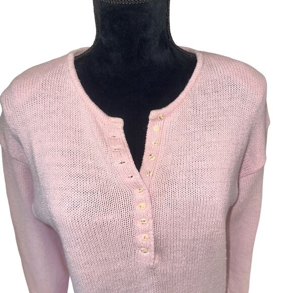 Vtg Club Sportif De Paris Pullover Sweater Size M Pink V Neck Floral Buttons - Picture 4 of 13